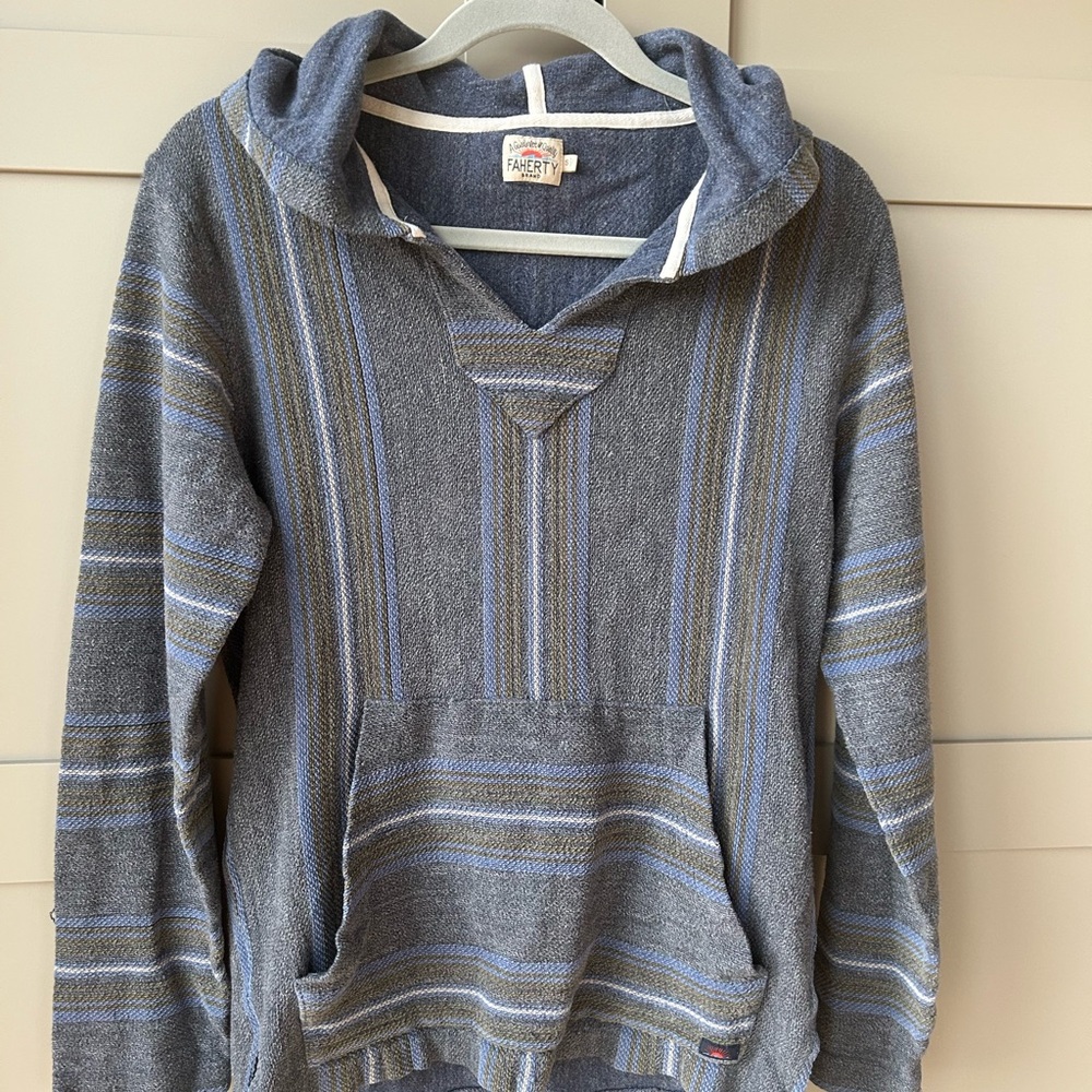 Faherty Blue and Cream Hoodie